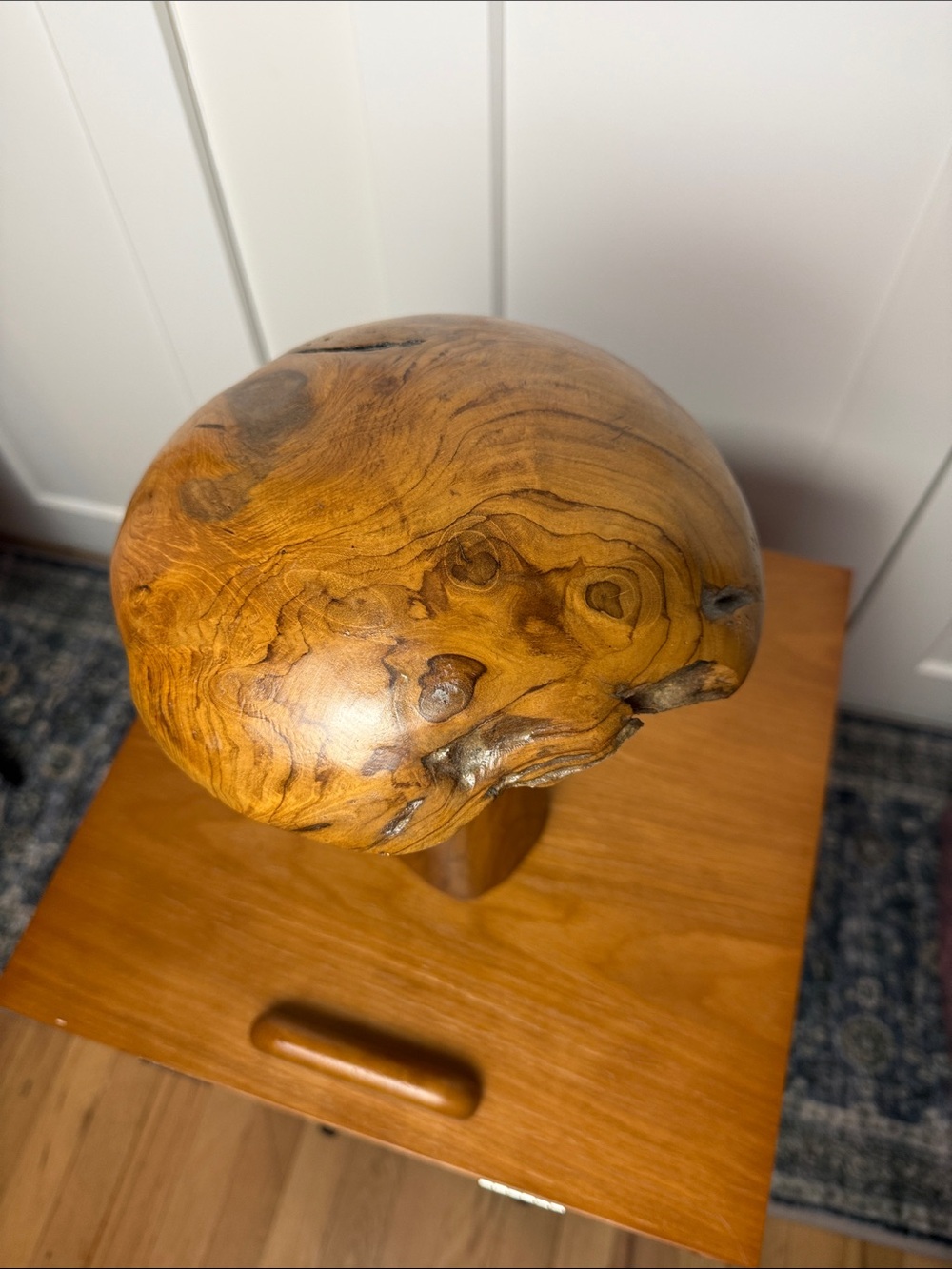 Brown Teakwood Handmade Live Edge Mushroom Sculpture with Natural Smooth Finish - Picture 4 of 11